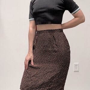 Black and tan polka dot pleated pencil skirt (M/L)